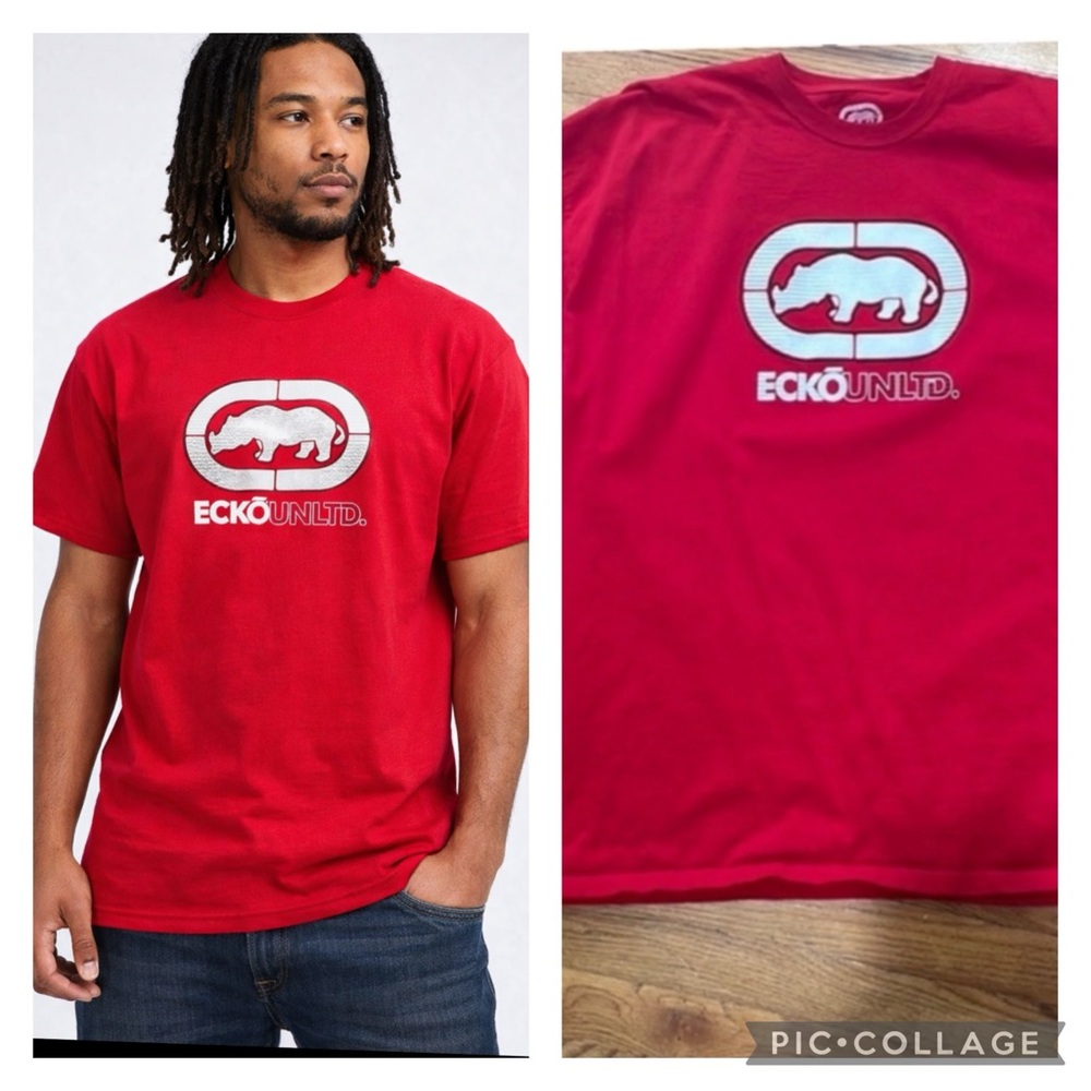 Ecko Unlimited Red Short Sleeve Tee with Bold Logo